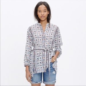 Madewell tie-waist tunic in picnic paisley.